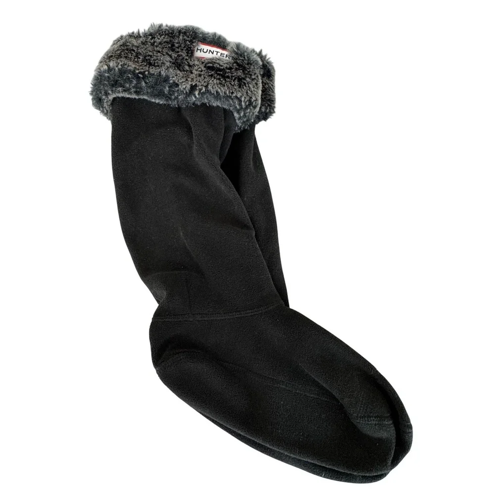 Hunter‎ Boot Socks Tall Black Faux Fur Trim M/L
